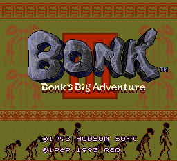 Bonk 3 Bonk's Big Adventure title screen for TurboGrafx-16